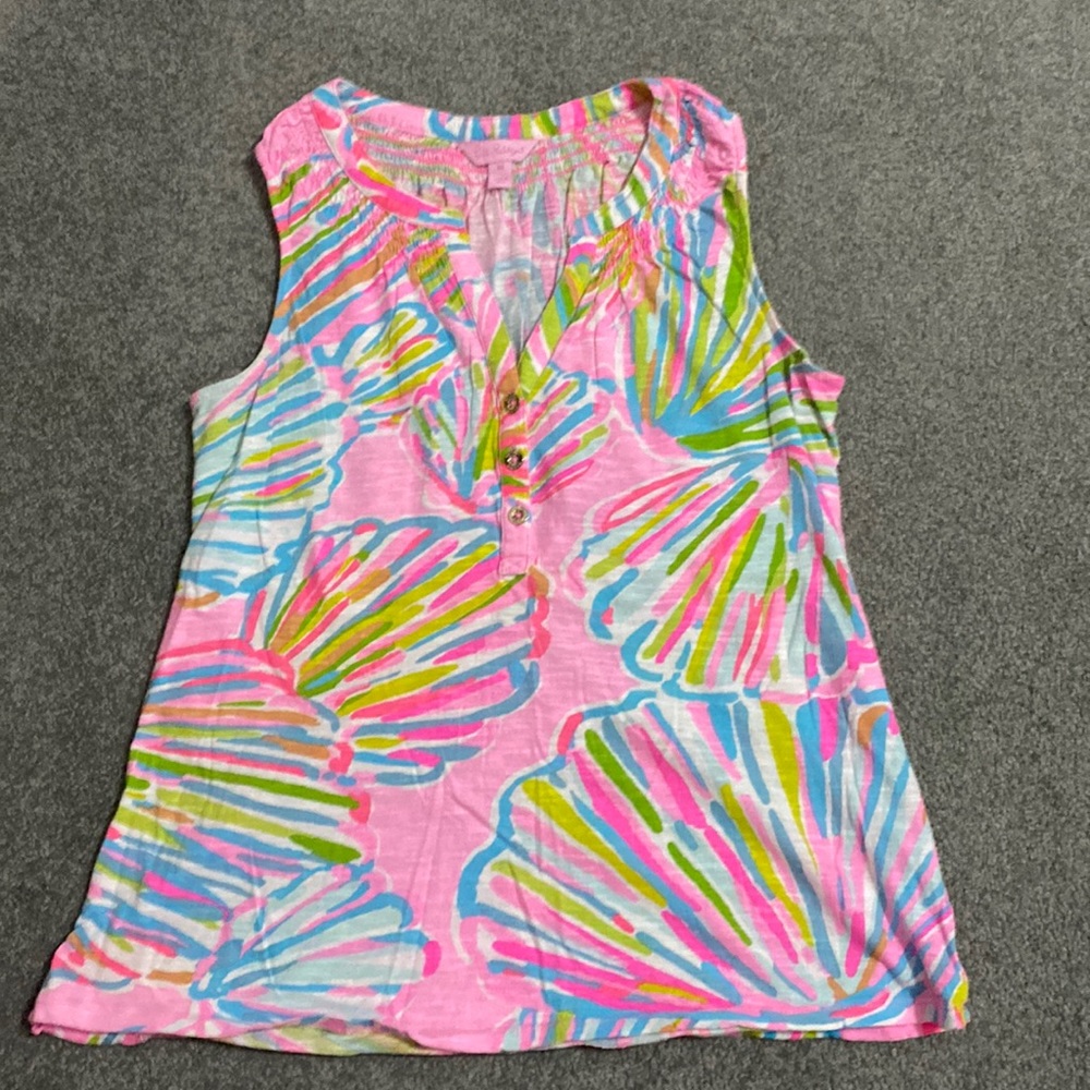 Lilly Pulitzer Tank with Gold Buttons, Size XS